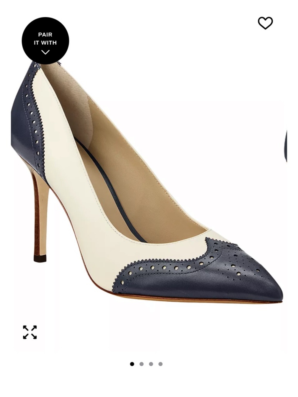 Lauren Ralph Lauren Leather Pumps Navy and Vanilla Size 6